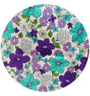 140cms Purple Floral Fabric Bold Pattern Remnant