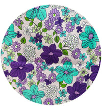 140cms Purple Floral Fabric Bold Pattern Remnant