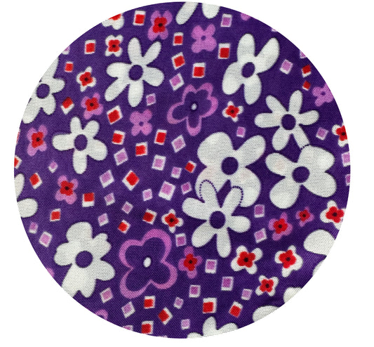 220cms Nylon Retro Floral Fabric Purple Flower Power