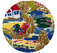 88cms Vintage RETRO Linen / Cotton Fabric