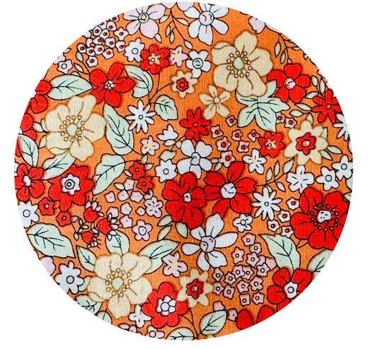 140cms Wide by The Metre Adorable Orange Floral All Cotton Fabric
