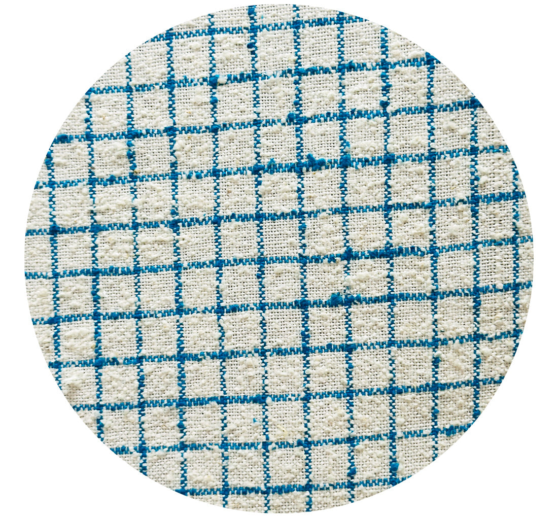 280cms Thick Vintage Upholstery Fabric Aqua & White