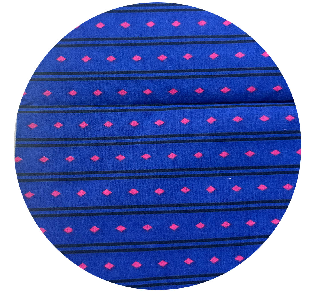 265cms Thick Cotton Fabric Blue & Pink Diamonds