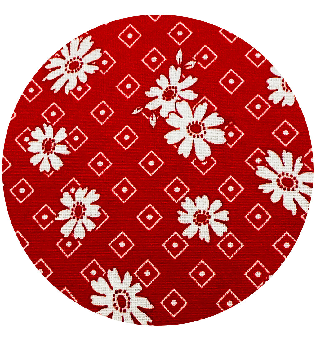 Robert Kaufman - Daisy Redwork Cotton Floral Fabric