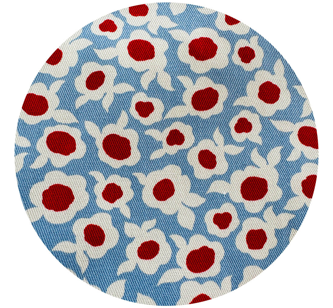 220cms Modern Blue & Red Cotton Fabric