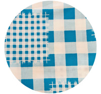 180cms Stiff Blue Checked Cotton Fabric VINTAGE