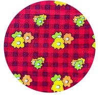 Vintage Japan Cotton Fabric Red Floral X Two