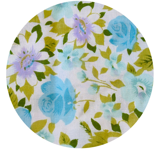 180cms Blue Floral Fabric Vintage Craft