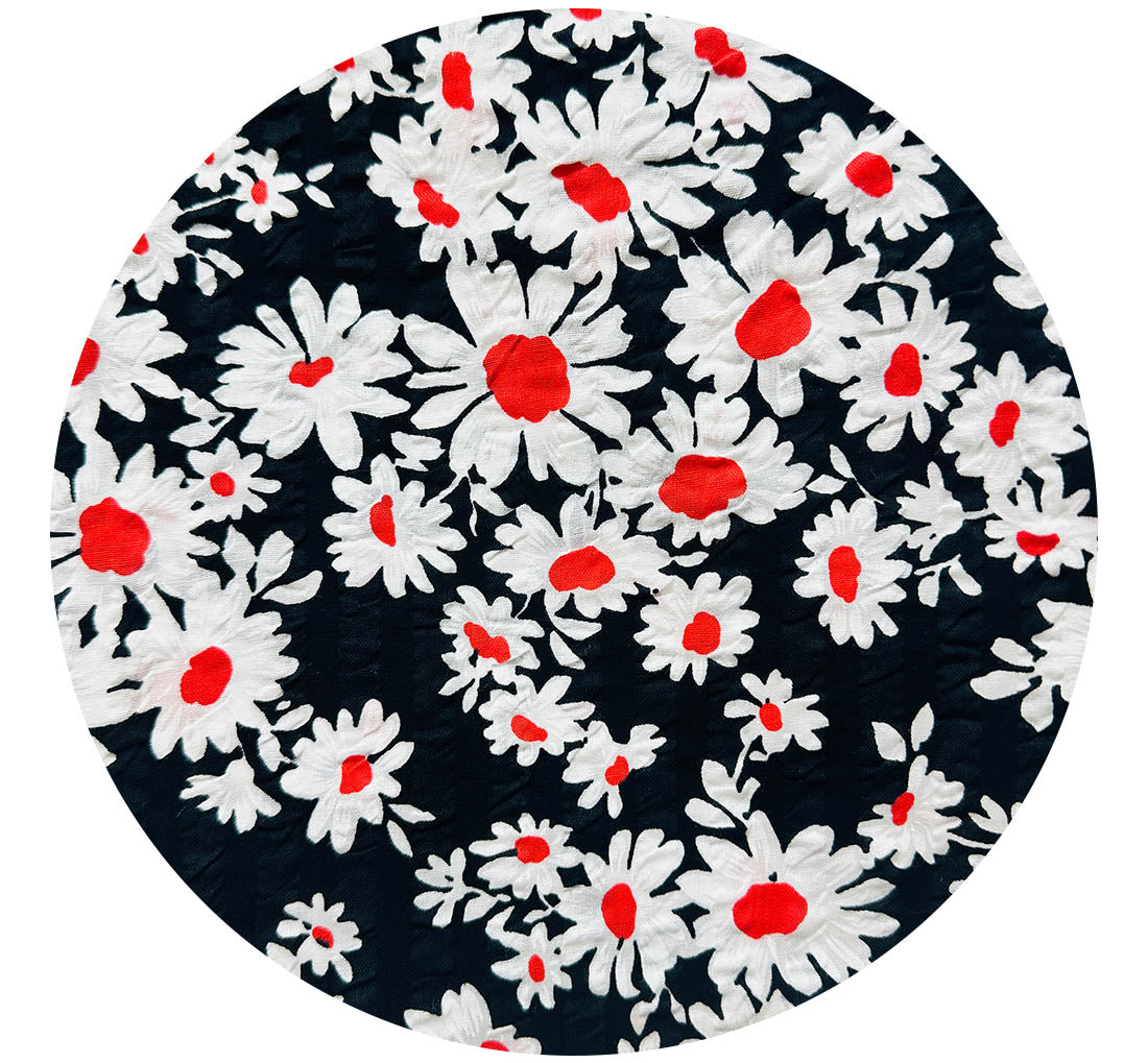 360cms Vintage FAST Colours Black Daisy Fabric