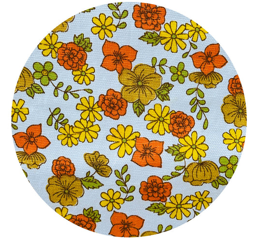 90cms STUNNING Cotton VINTAGE Yellow Floral Fabric