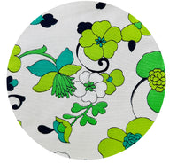170cms Large Bold Green Floral Print VINTAGE Cotton