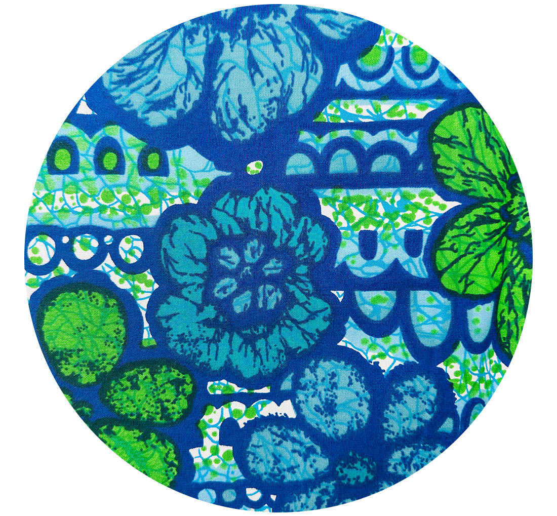 160cms Blue Bold Floral Cotton Fabric