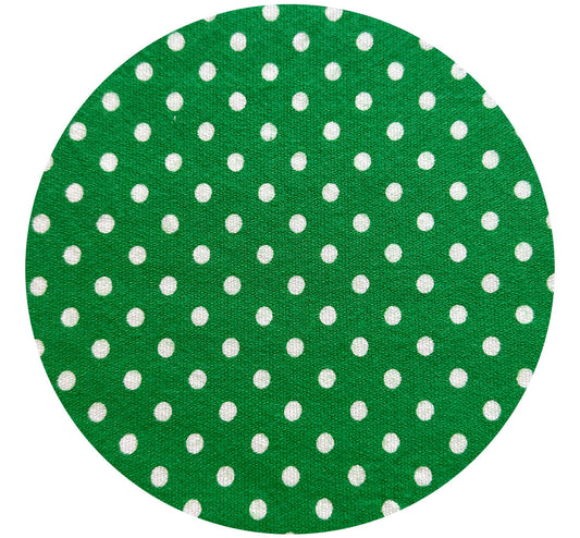 90cms Green & White Polka Dot Fabric