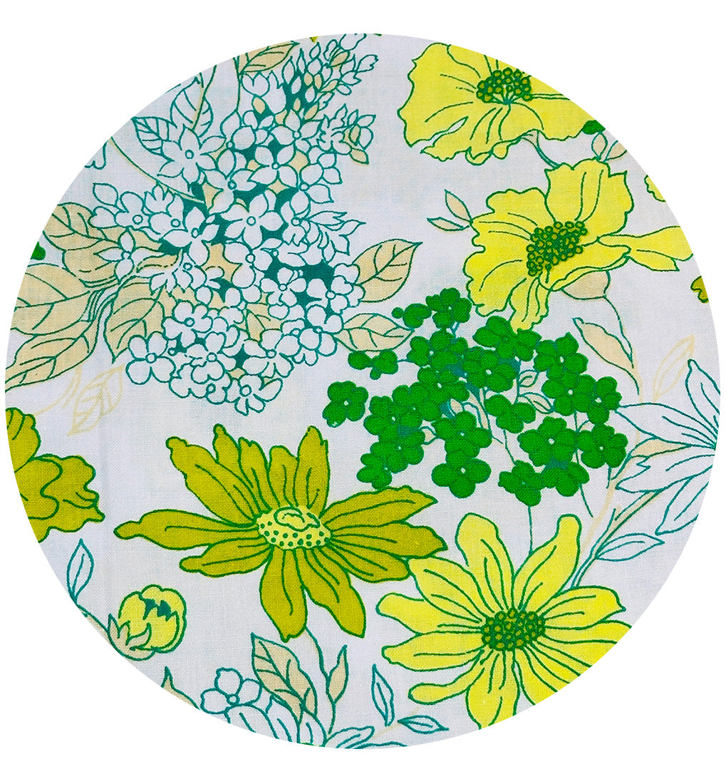 UNUSED Vintage Green Floral Sheet FABRIC