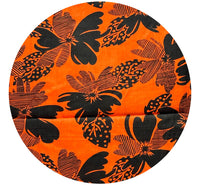 260cms Bright Orange & Black VINTAGE Large Bold Floral Print