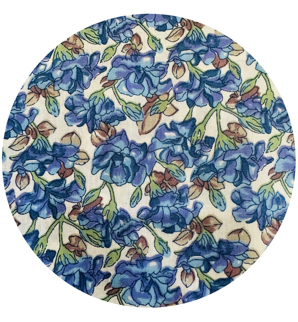 200cms Cotton Blue Floral Craft Sewing