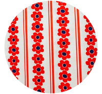 200cms All Cotton Vintage Red & Blue Floral Fabric