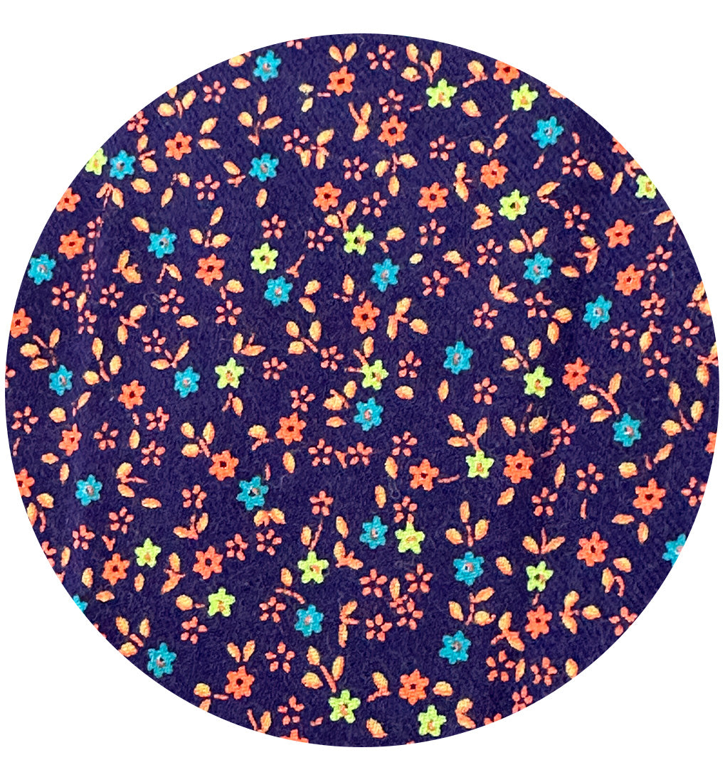 220cms Quality Vintage Navy Blue Floral Fabric Cotton