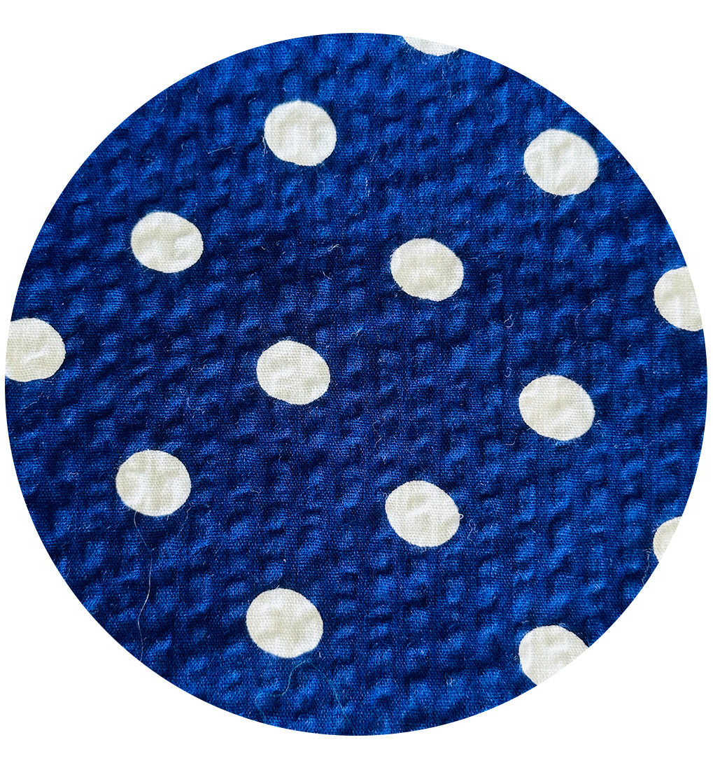 200cms Vintage Navy & White Polka Dot Fabric