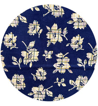 280cms Navy Blue Vintage Floral Fabric Cotton JAPAN