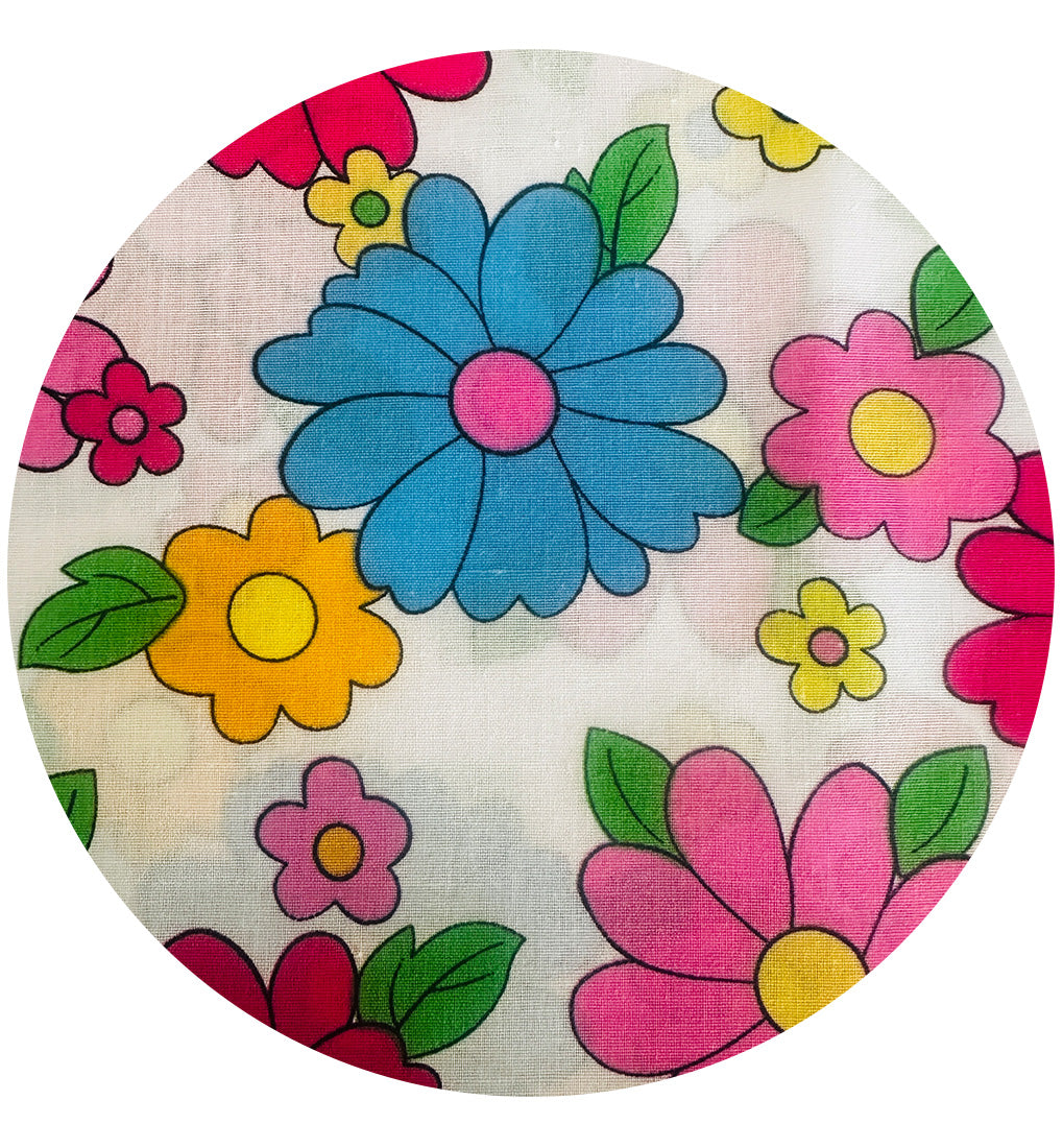 160cms Modern Bright Retro Floral Fabric