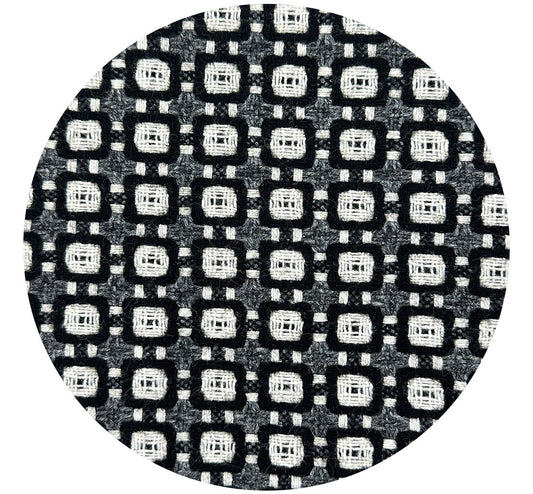 135cms Vintage Wool Black & White Detailed Stitching