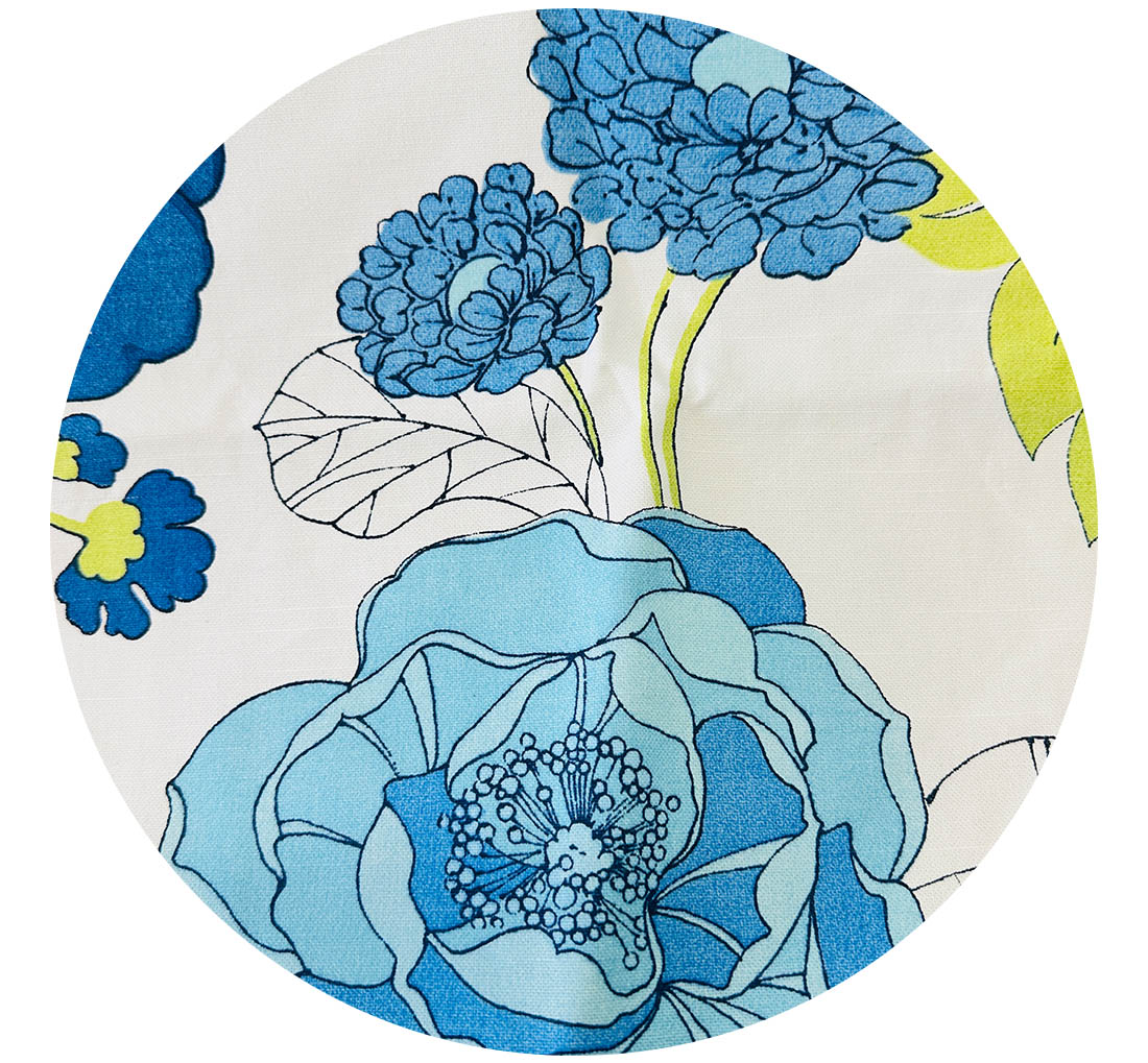 100cms Thick Blue Bold Floral Fabric