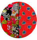 Vintage Fabric Remnants Red FLORAL