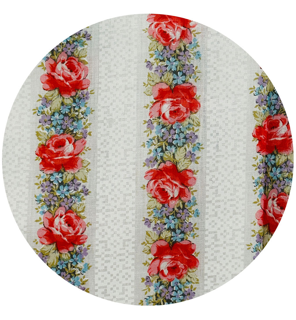 250cms Unused Vintage Sheet Fabric Floral Stripes