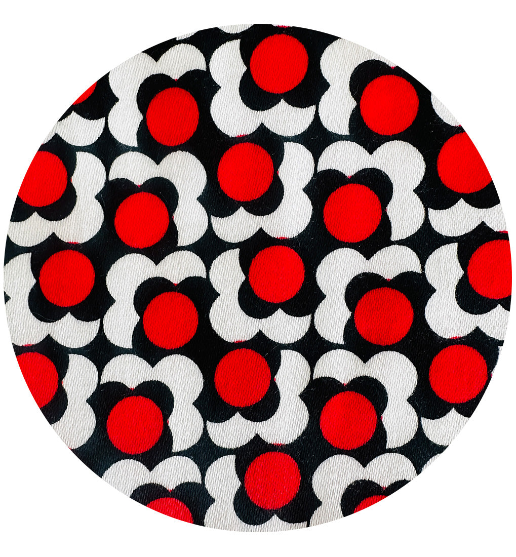 400cms Large Lot of Red & Black Floral Fabric