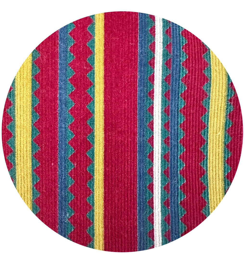 Retro Cord Fabric Maroon Stripes