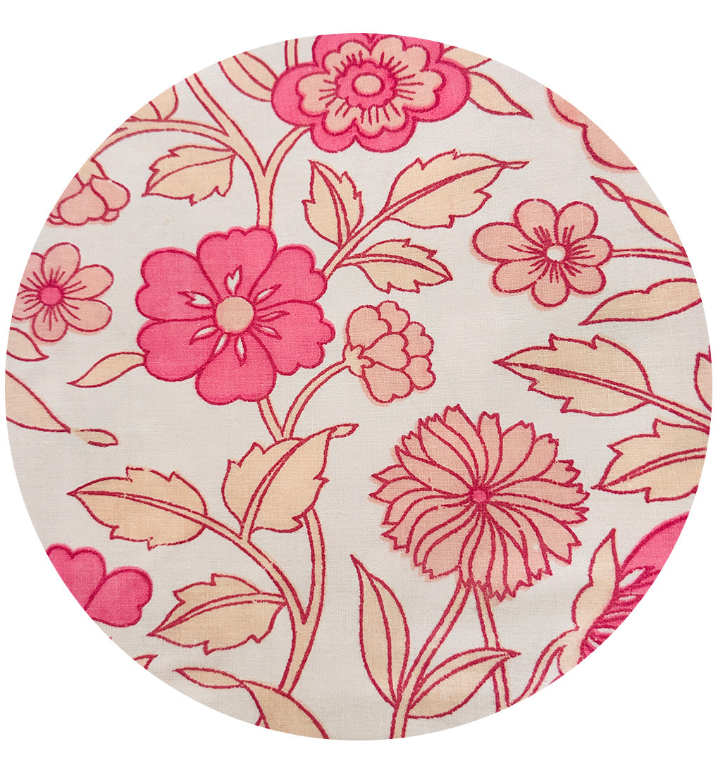110cms Vintage Bright Pink Floral Cotton Fabric