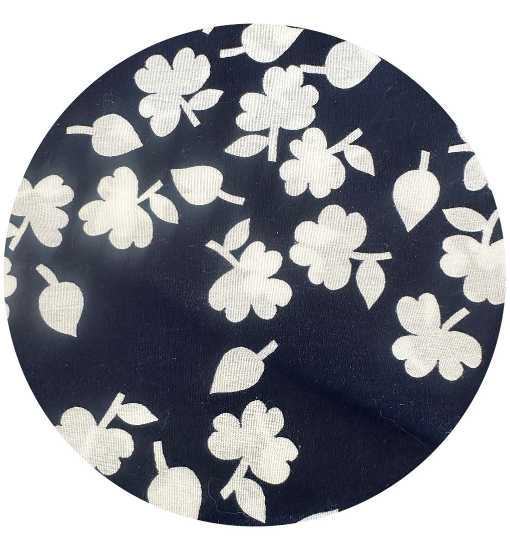 245cms Navy Blue & White Cotton Vintage Fabric