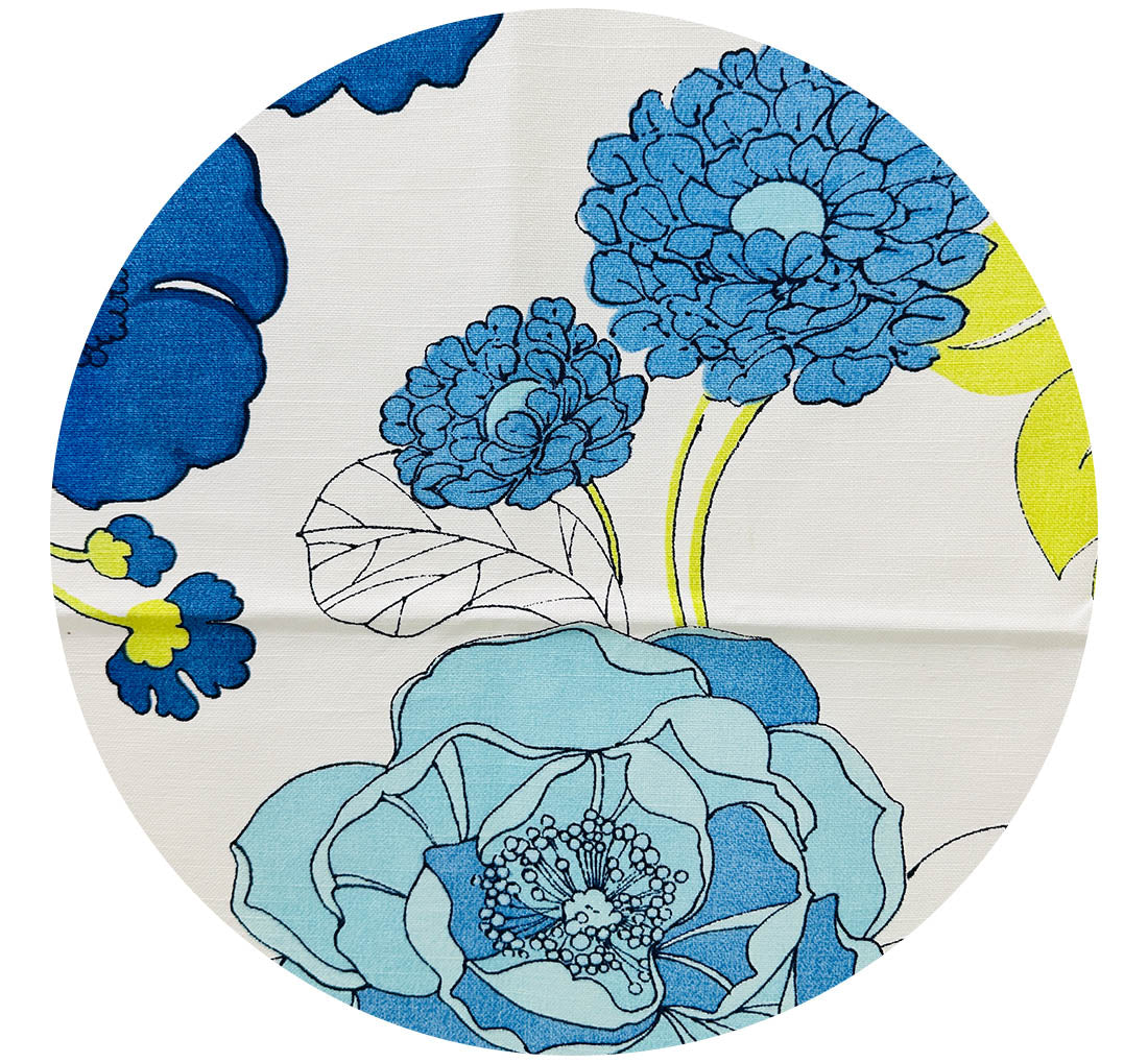 Large Blue Floral Fabric Panel