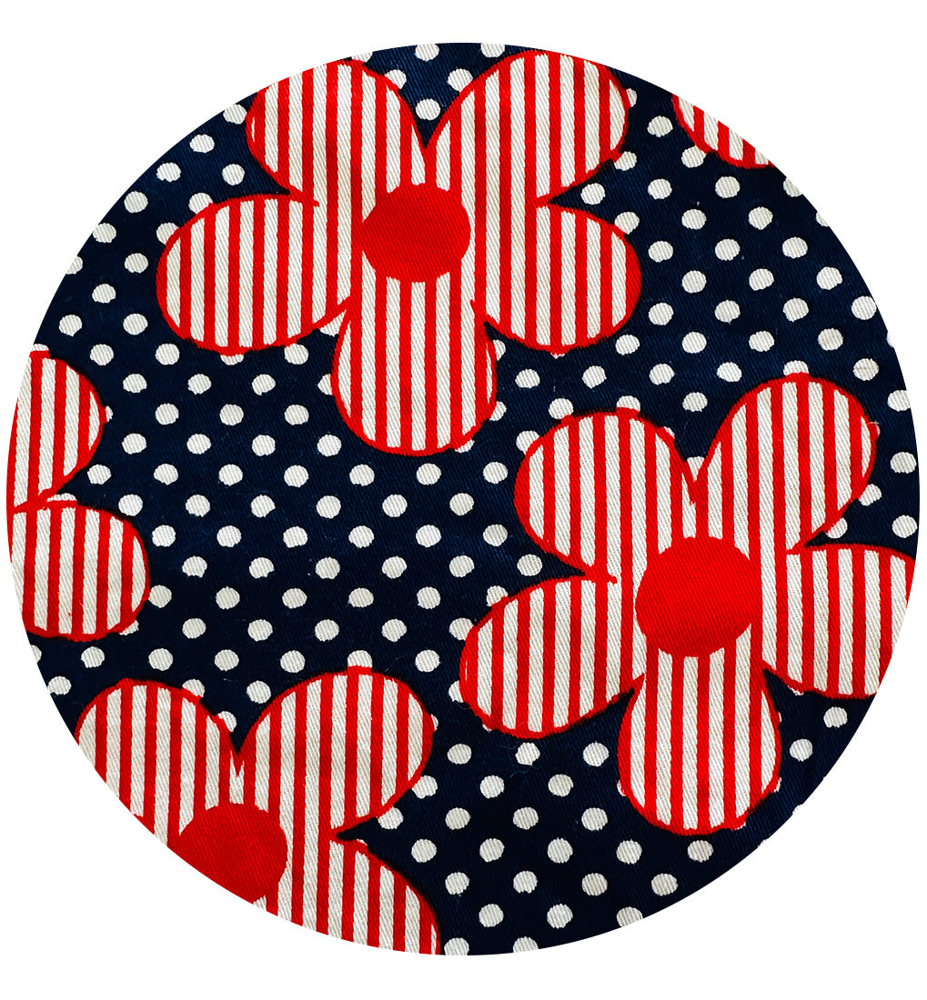 150cms Navy Blue & Red VINTAGE Floral Cotton Fabric