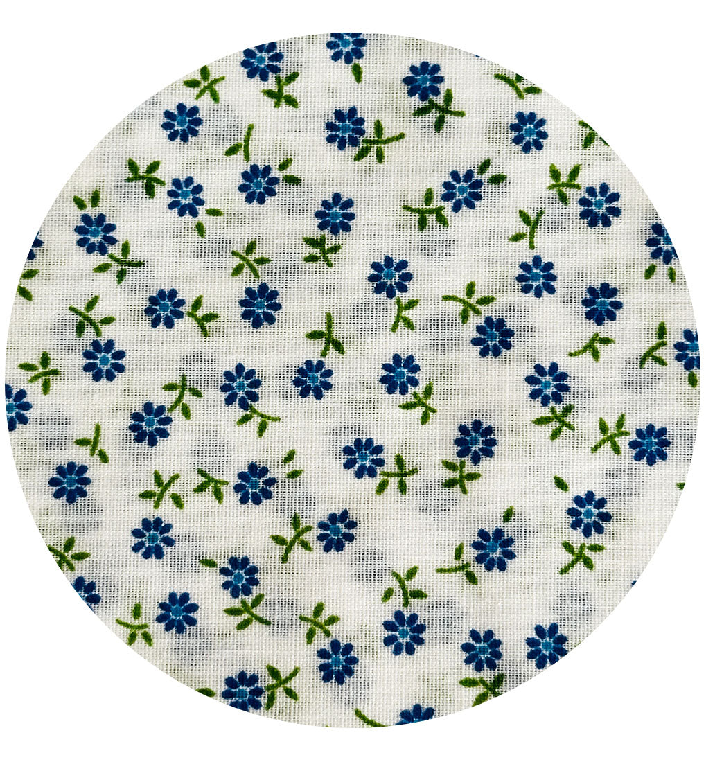 245cms Good Quality Cotton Fabric Blue & White Floral
