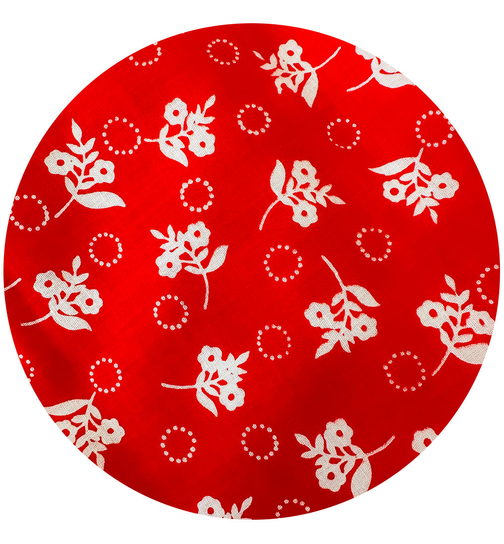 Vintage Red Floral Cotton Fabric ADORABLE