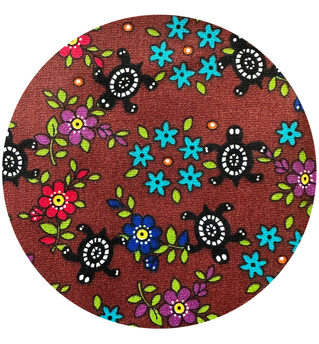 Cute Brown Floral Modern Cotton Fabric Remnant
