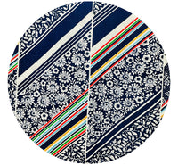 160cms Vintage Blue Stripes & Floral Fabric Cotton