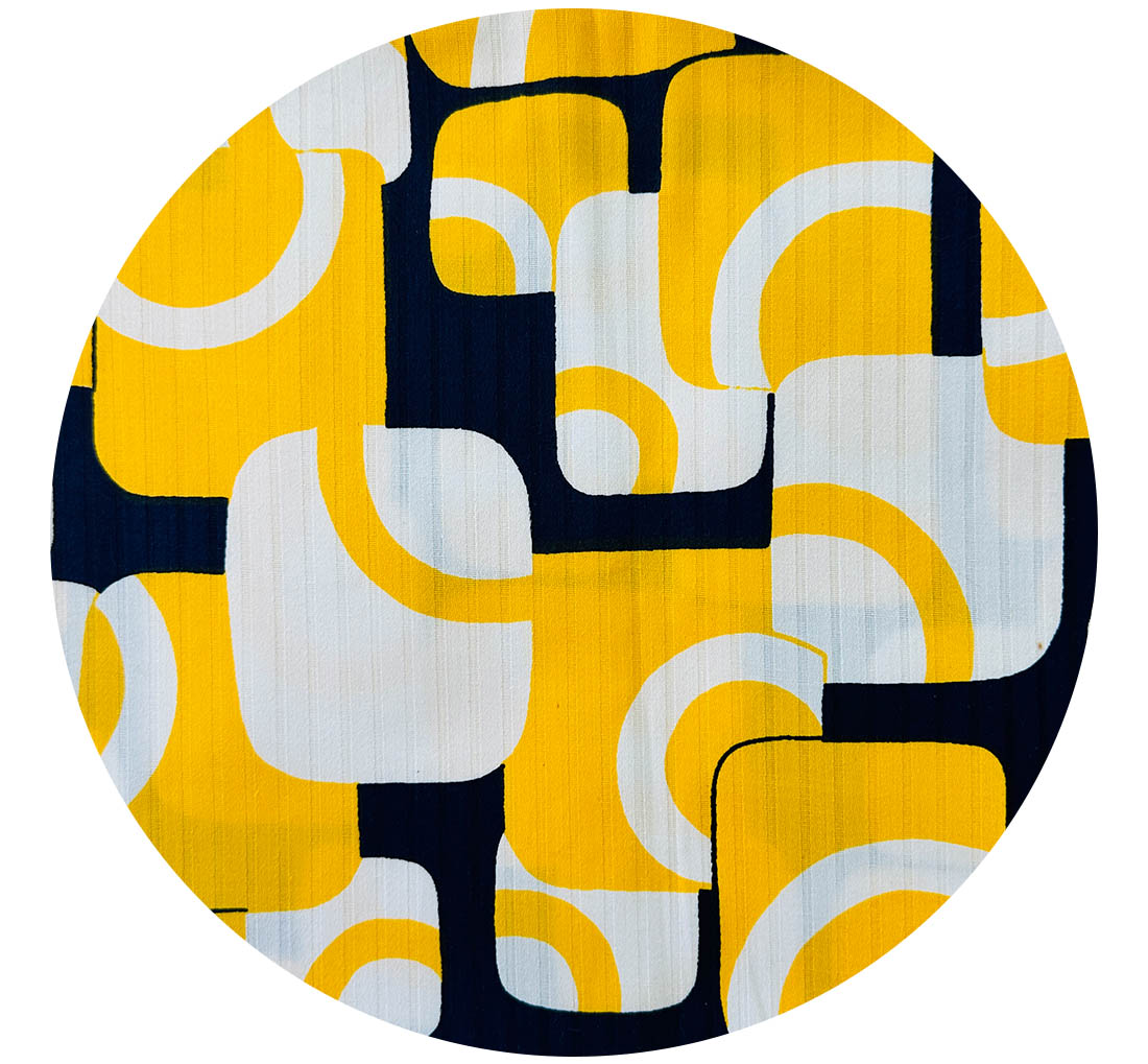 200cms FAB Funky Bright Yellow & Blue Ribbed Fabric