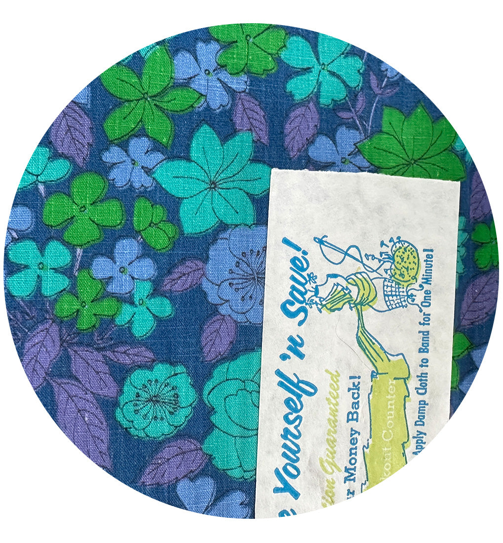 280cms FAB Vintage Cotton Fabric Blue Floral