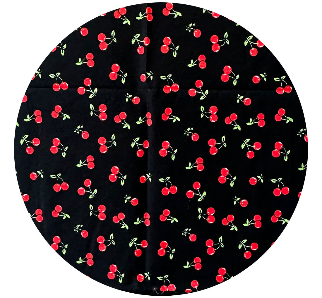 100cms Black & Red Cherry Cotton Fabric