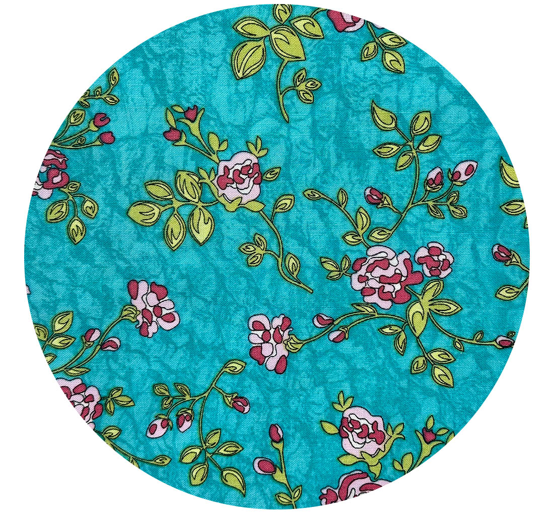 200cms Blue Floral Cotton Floral Fabric