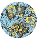 130cms Cute Cotton Floral Fabric Blue & Yellow