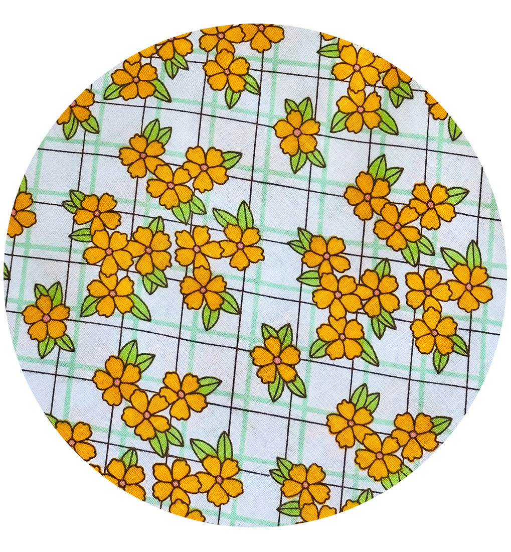 100cms Beautiful Vintage Cotton Fabric YELLOW Floral