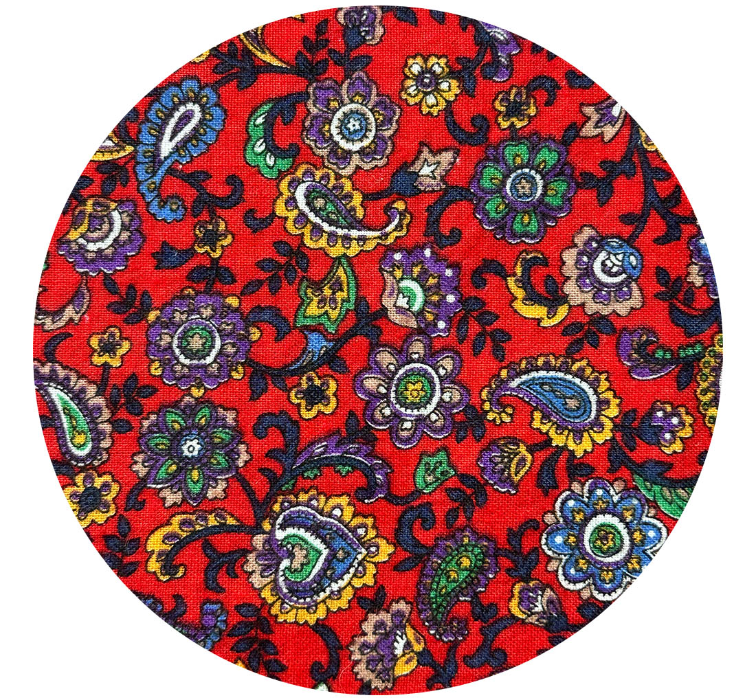 100cms Vintage Red Paisley Fabric Remnant Cotton