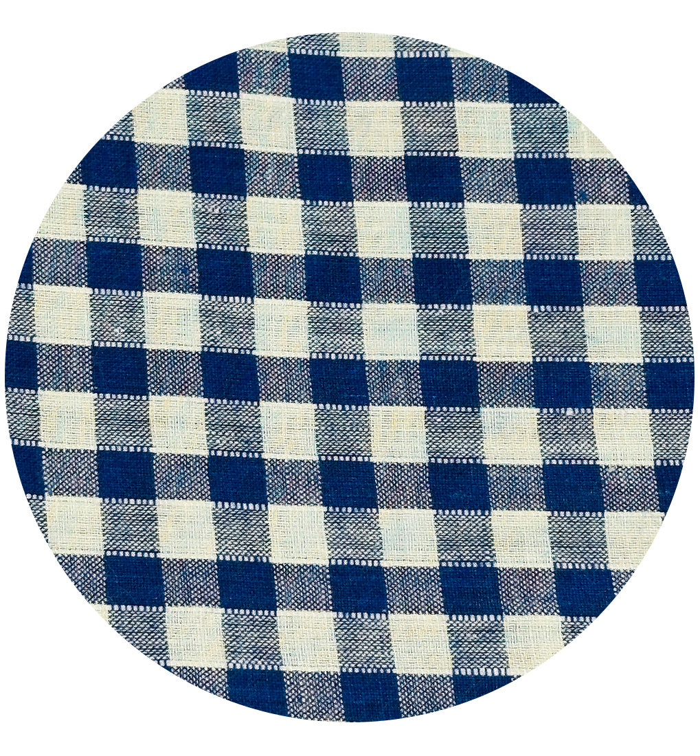 290cms Vintage Blue Cotton Gingham Fabric