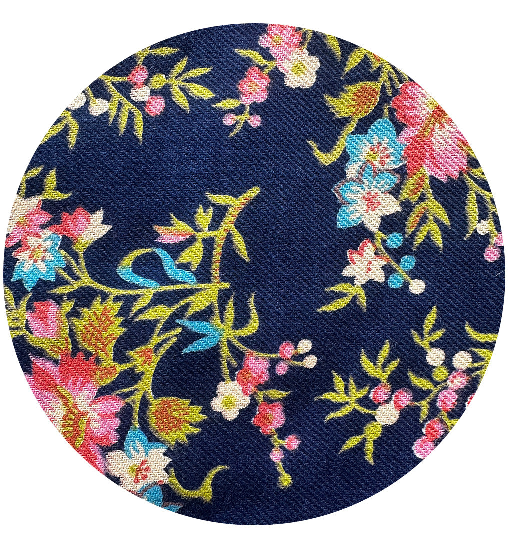 240cms  Cotton Navy Blue Fabric VIntage