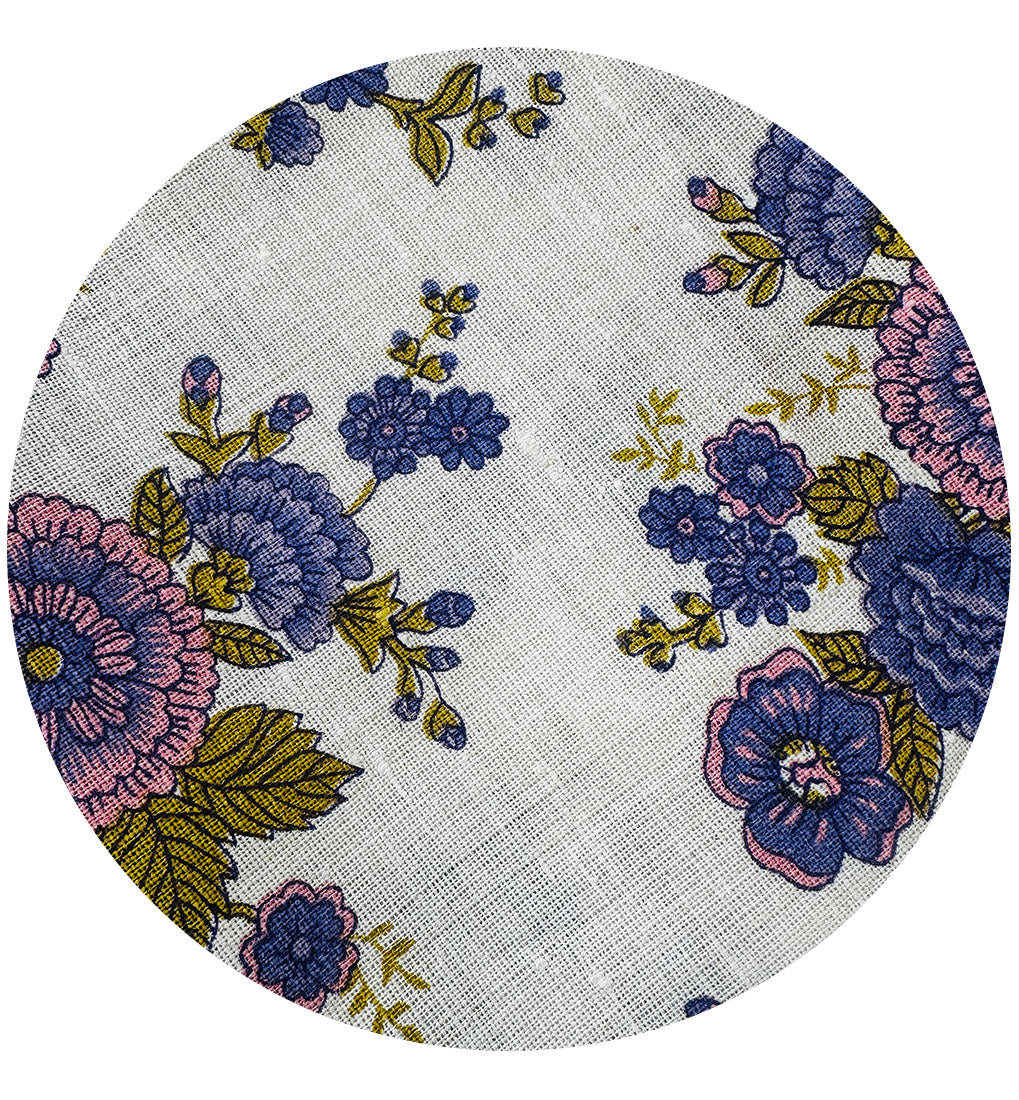 320cms AMAZING Vintage Fabric Large Blue Floral Print