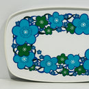 Bright Blue Floral Retro Tray VINTAGE